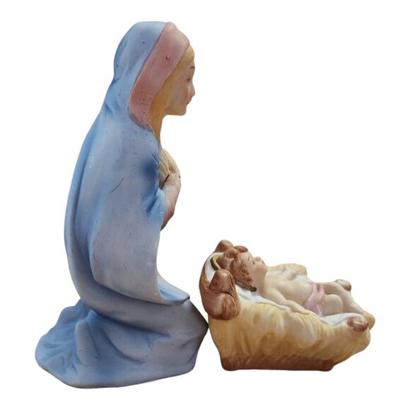 Vintage 2pc Mary Jesus Homco Taiwan Nativity Christmas Holiday Replacement Set - Picture 6 of 7
